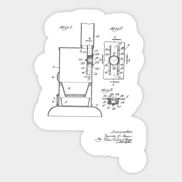 Stove Attachment Vintage Patent Hand Drawing Sticker by TheYoungDesigns